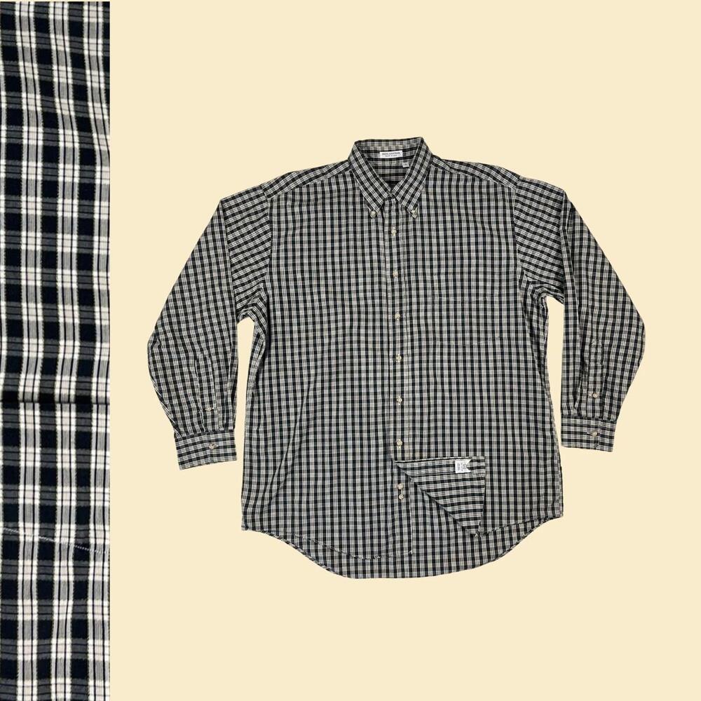 Vintage 80s dark blue shirt, Troy Shirt Makers size L men's casual button down